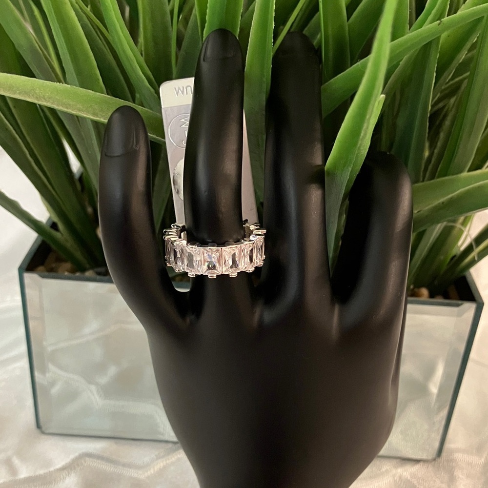 Luxe, Iced out, Emerald Cut Channel Set wedding Band Ring elegant design